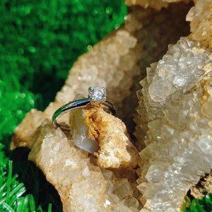 14k White Gold Solitaire 3/8 ct Diamond Engagement Ring